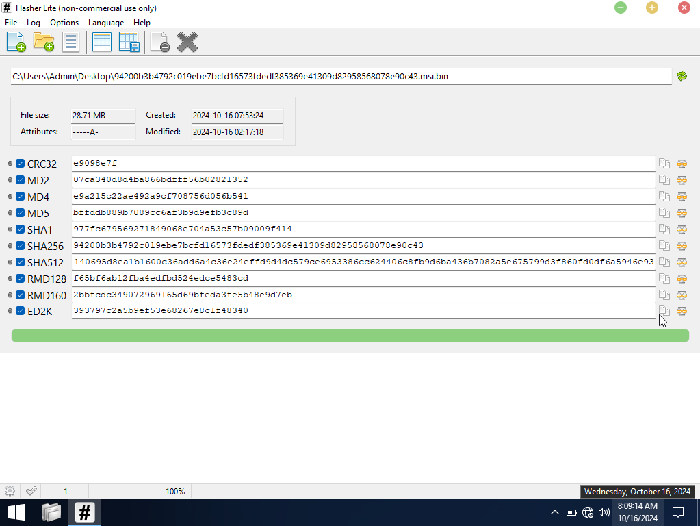 msi file hash