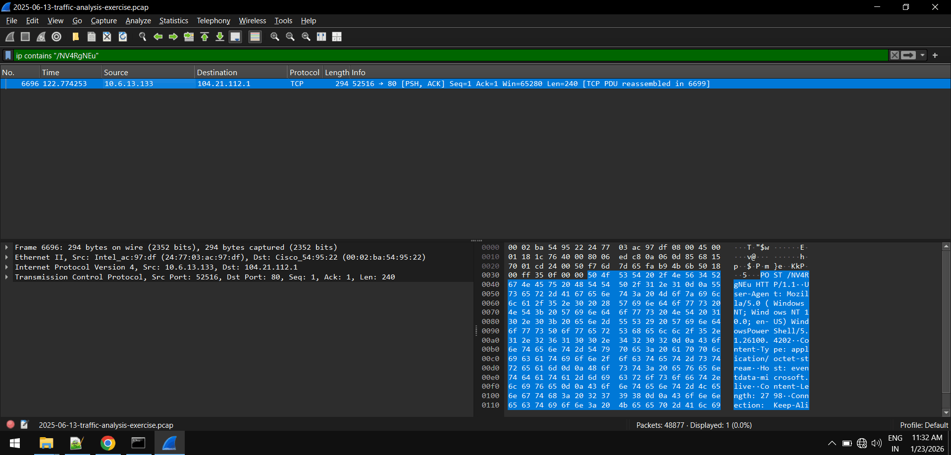 Outbound request made by powershell script 1.1