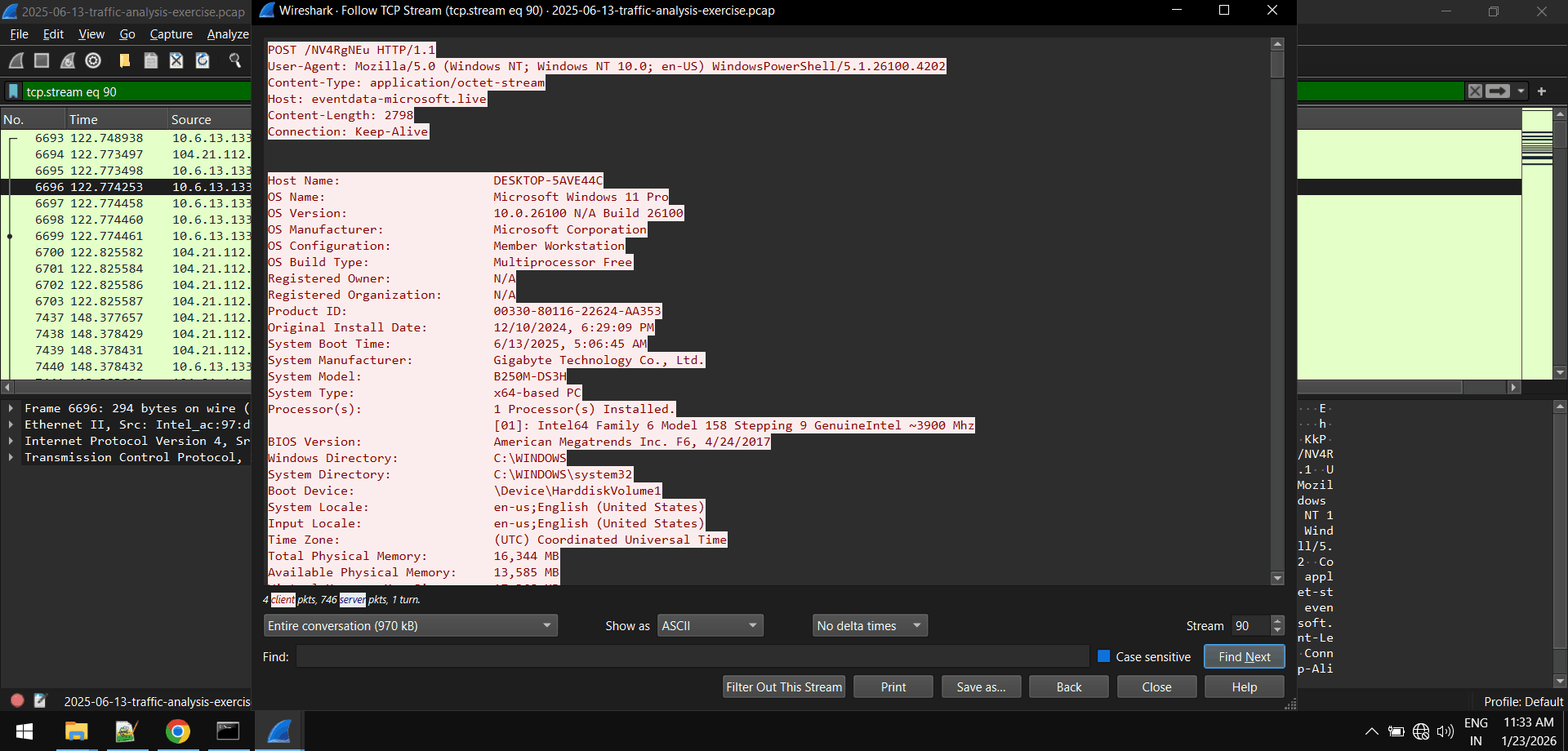 System info in post request