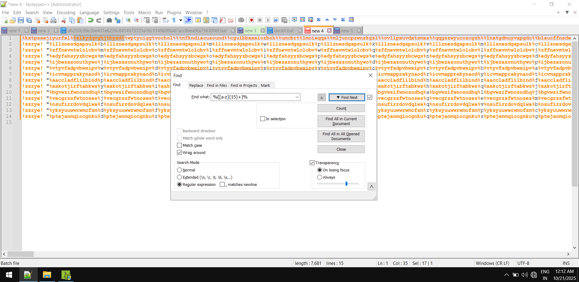 issue due to regex replace