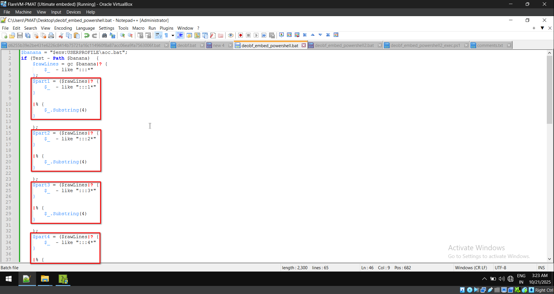 parts extraction from initial script