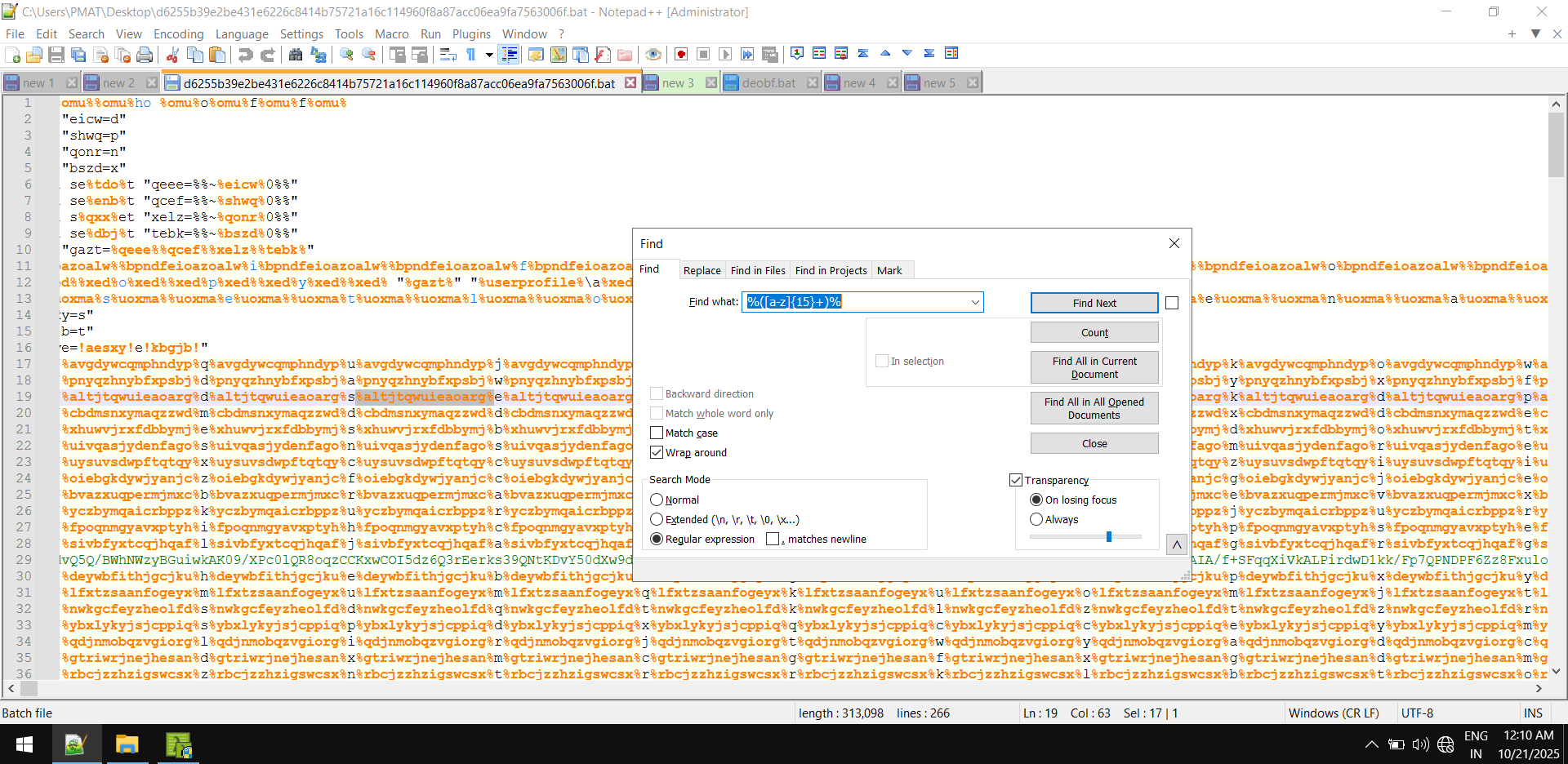 regex replace unusable code