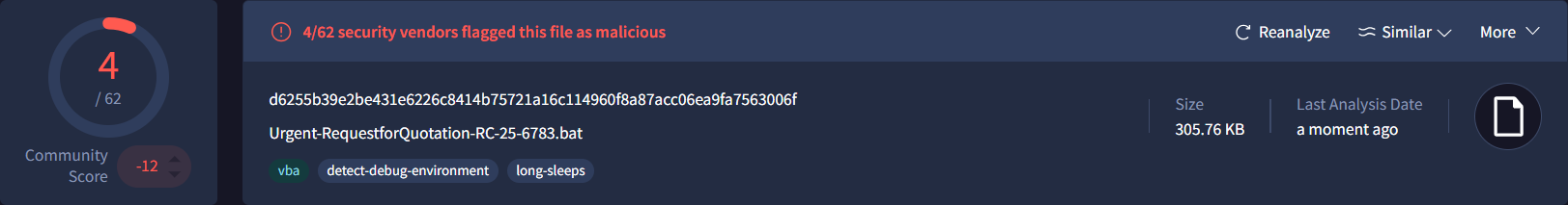 vip keylogger virustotal result