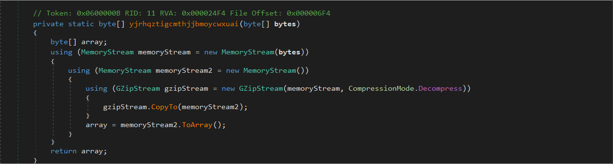 Function to decompress content