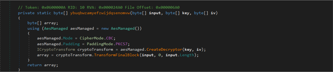 Function to decrypt content
