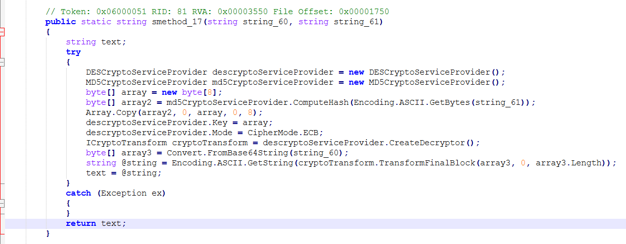 Method to decrypt strings
