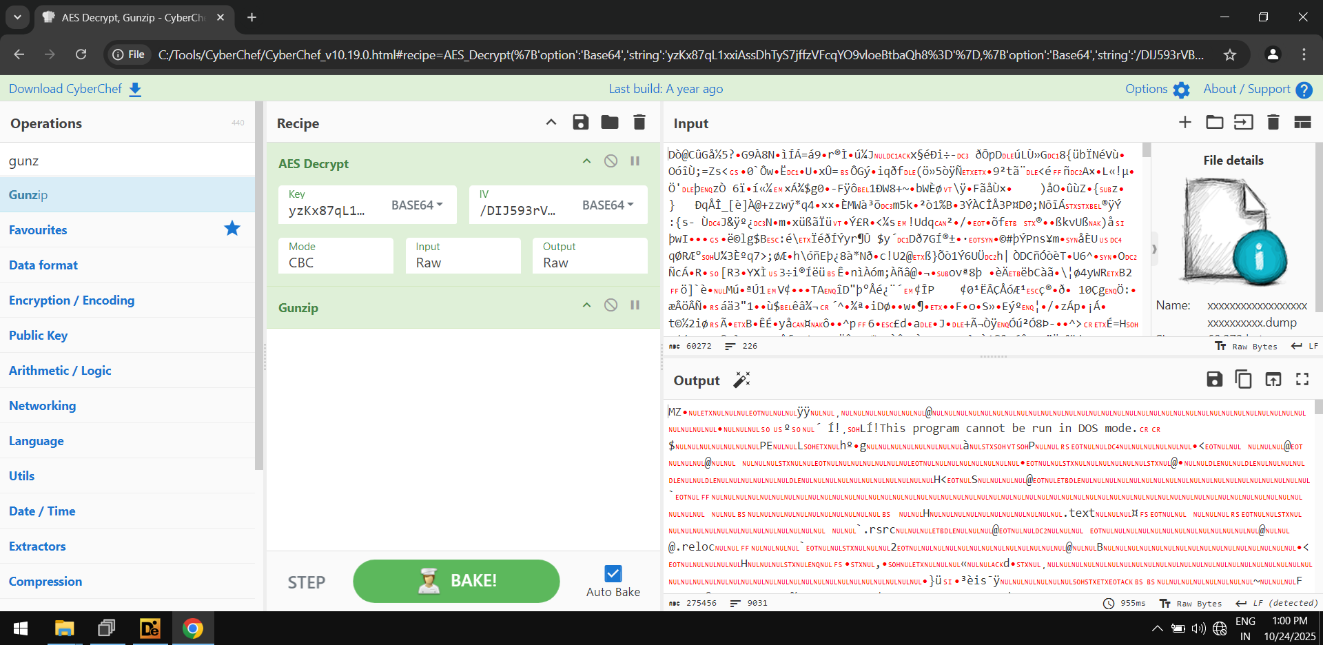 Operation using cyberchef