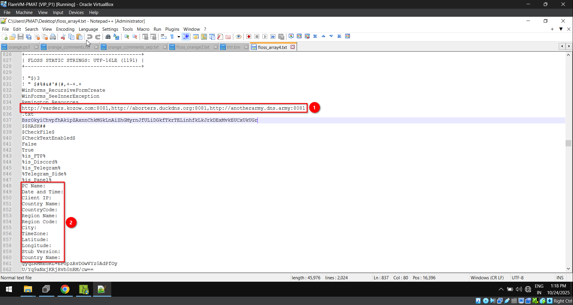 Strings within array4.dump 1