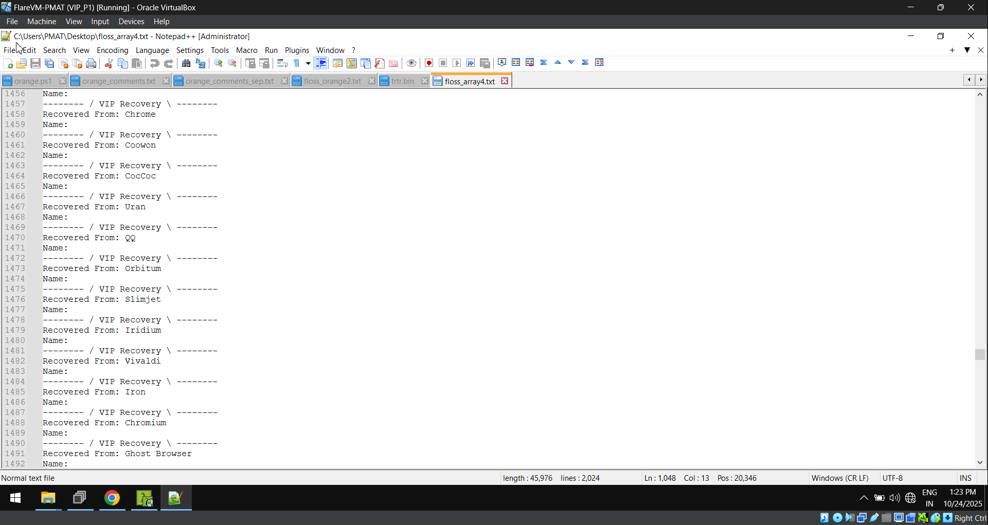 Strings within array4.dump 3