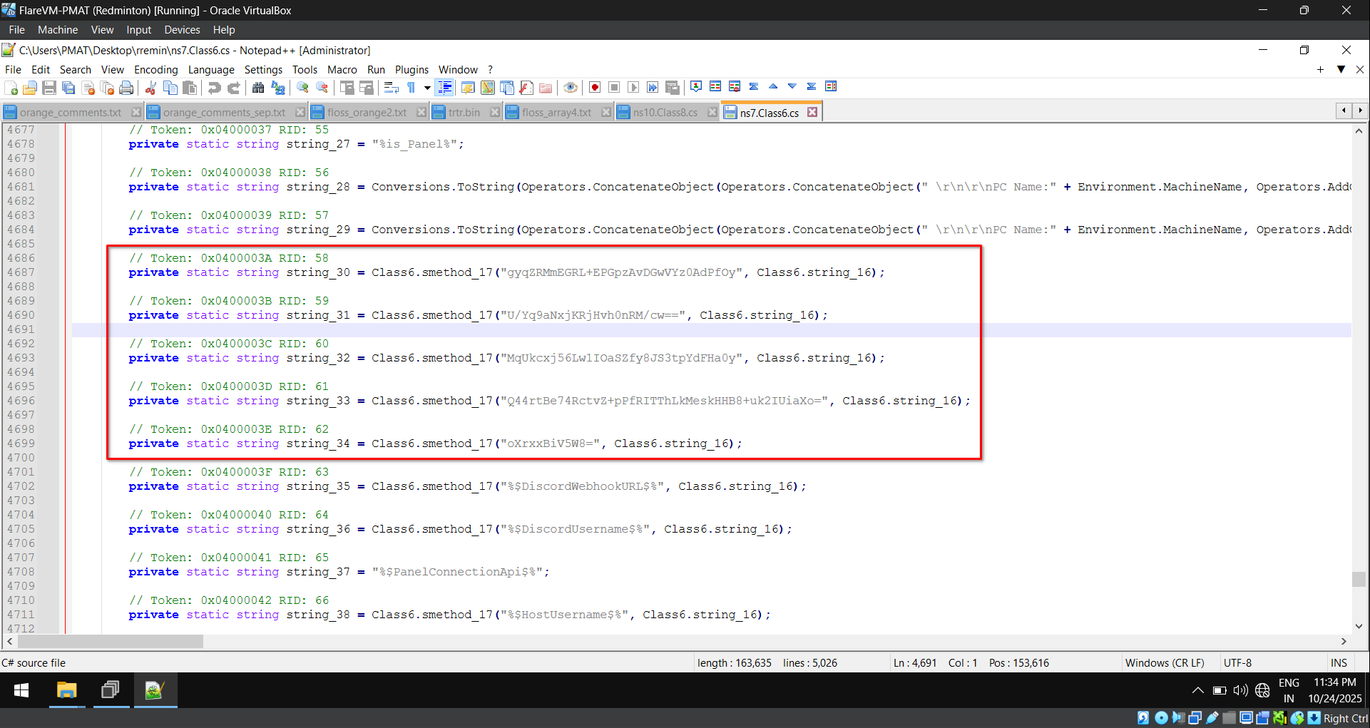 Variables with most occurrences
