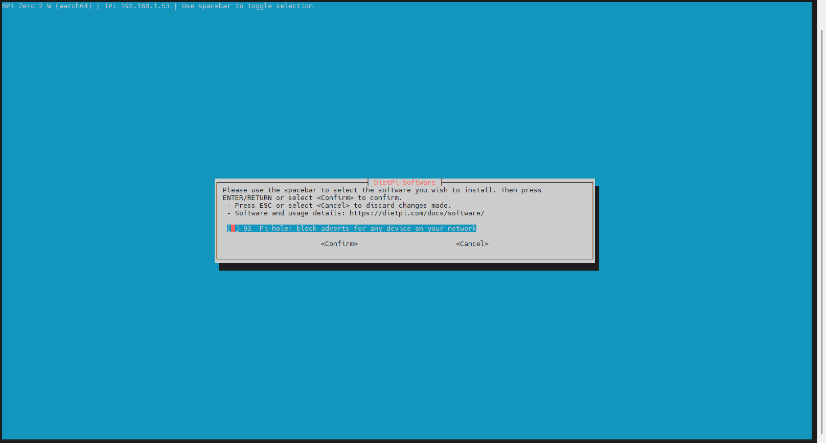 DietPi software - Pi-hole